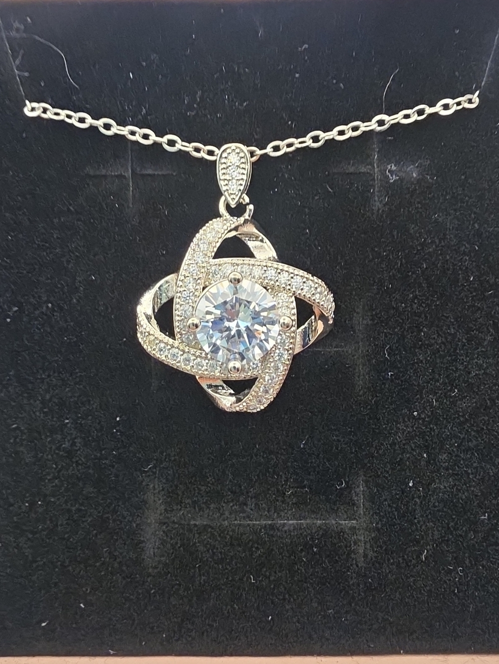 Classic Silver Crystal Pendant Necklace - Women Jewelry
